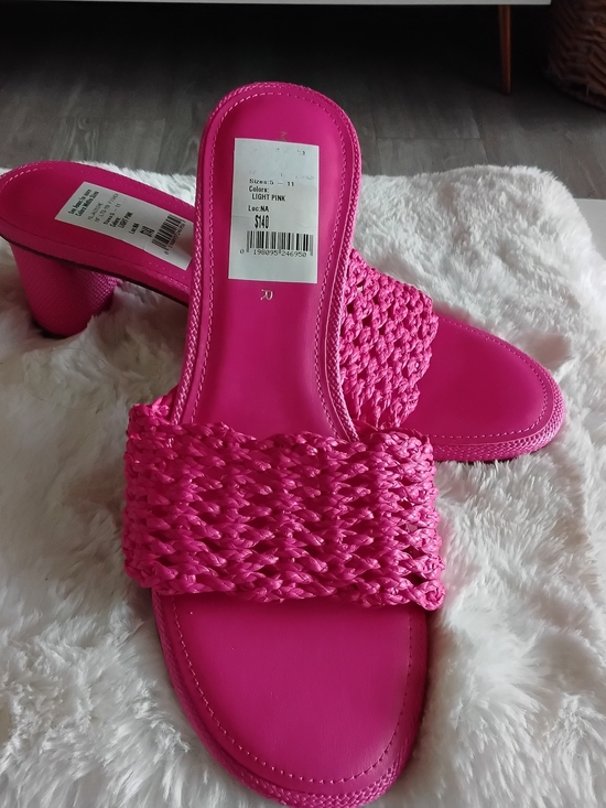 Marc Fisher Shoes - Marc Fisher Pink Woven Strap Heeled Mules